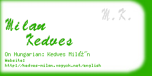 milan kedves business card